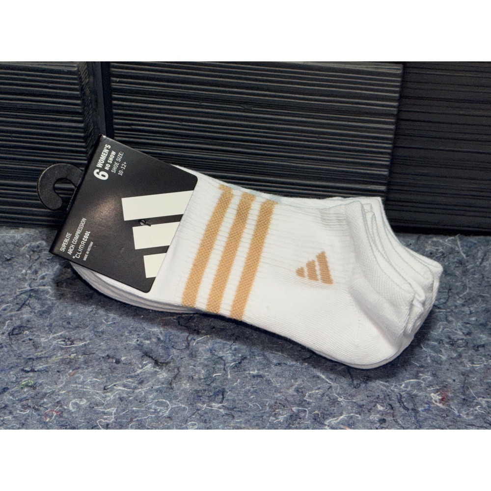 Adidas Superlite ClimaCool Women No Show Socks 6 Pair White Beige 10-12+ 5160390